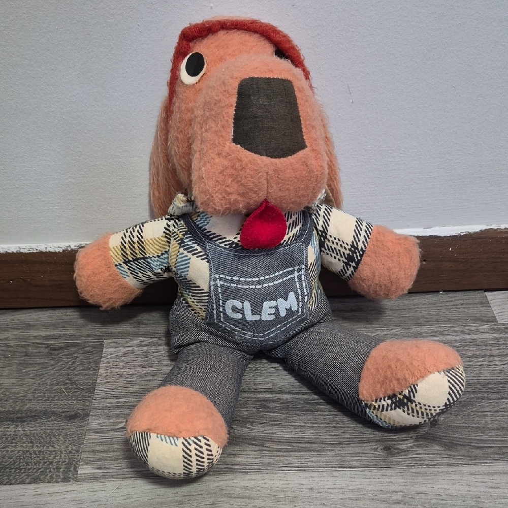 Plush Dog Toy - Orange and Gray